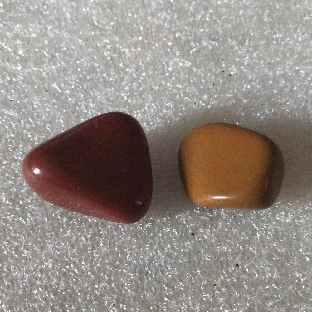 Polished Red and Mustard Yellow Tumbled Stones